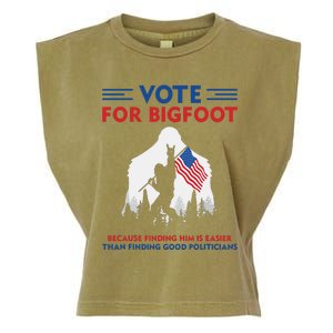 Vote For Bigfoot 2024 Funny Sasquatch Presidential Election Garment-Dyed Women's Muscle Tee