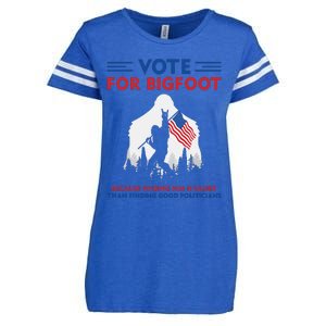 Vote For Bigfoot 2024 Funny Sasquatch Presidential Election Enza Ladies Jersey Football T-Shirt