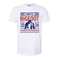 Vote For Bigfoot 2024 Funny Sasquatch Presidential Election Softstyle CVC T-Shirt