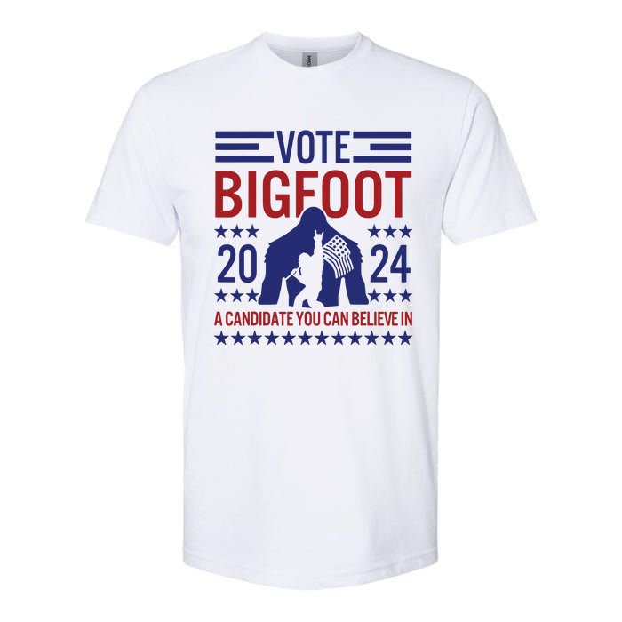 Vote For Bigfoot 2024 Funny Sasquatch Presidential Election Softstyle CVC T-Shirt