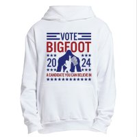 Vote For Bigfoot 2024 Funny Sasquatch Presidential Election Urban Pullover Hoodie