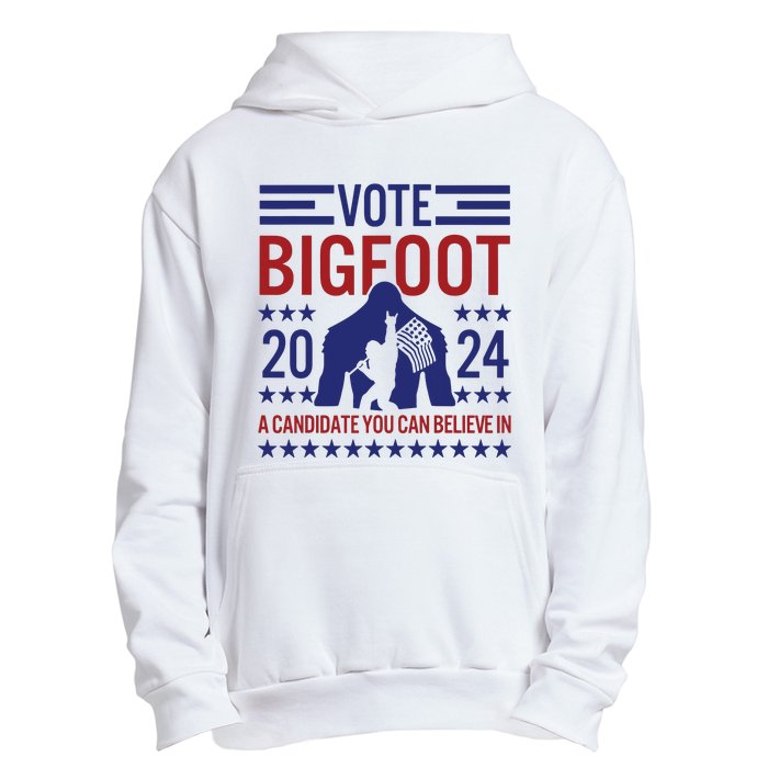 Vote For Bigfoot 2024 Funny Sasquatch Presidential Election Urban Pullover Hoodie