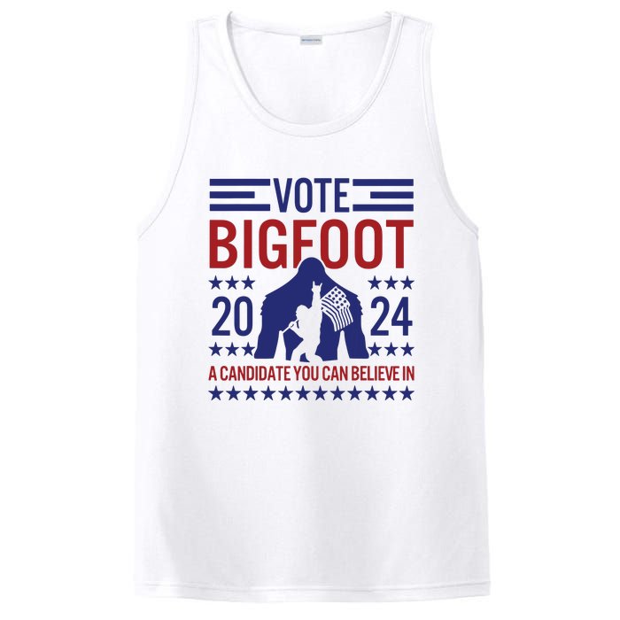 Vote For Bigfoot 2024 Funny Sasquatch Presidential Election PosiCharge Competitor Tank