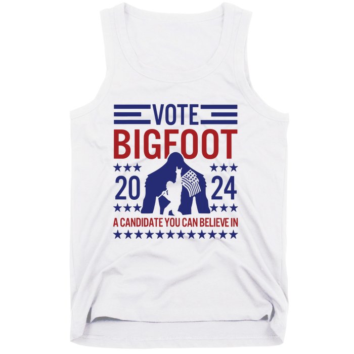 Vote For Bigfoot 2024 Funny Sasquatch Presidential Election Tank Top