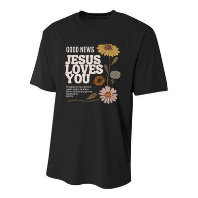 Vintage Faith Based John 3 16 Youth Performance Sprint T-Shirt