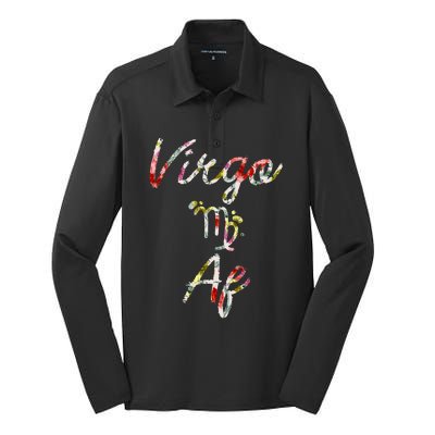 Virgo Floral Born In August September Birthday Gift Virgo Gift Silk Touch Performance Long Sleeve Polo