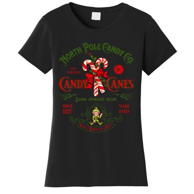 Vintage Funny Christmas Candy Cane North Poles Xmas Costume Women's T-Shirt