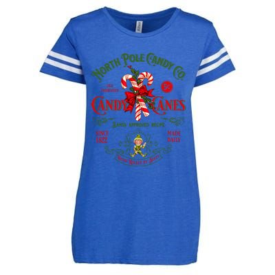 Vintage Funny Christmas Candy Cane North Poles Xmas Costume Enza Ladies Jersey Football T-Shirt