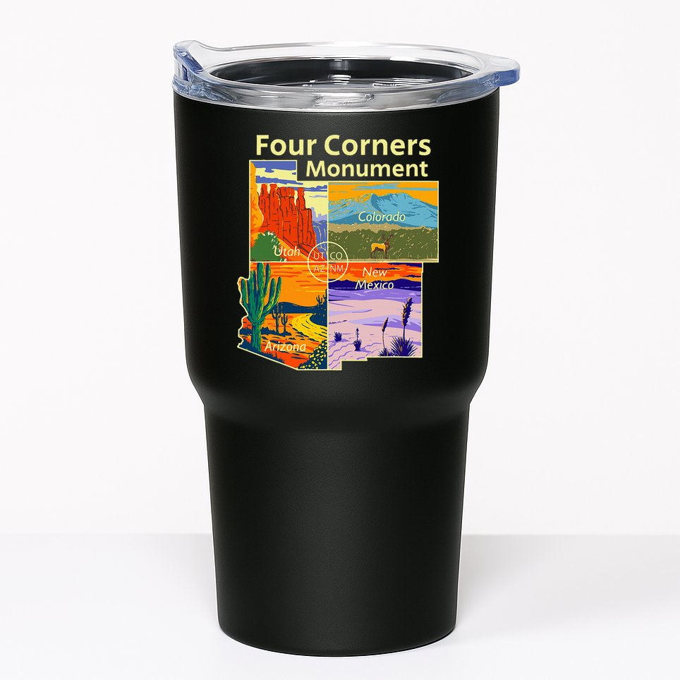 Vintage Four Corners Monument With Us National Parks Outdoor Tumbler
