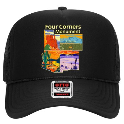 Vintage Four Corners Monument With Us National Parks Outdoor Trucker Hat