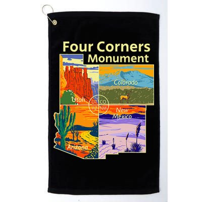 Vintage Four Corners Monument With Us National Parks Outdoor Golf Towel