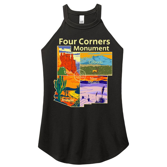 Vintage Four Corners Monument With Us National Parks Outdoor Women's Perfect Tri Rocker Tank