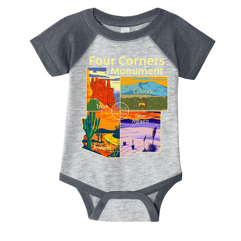 Vintage Four Corners Monument With Us National Parks Outdoor Infant Baby Jersey Bodysuit