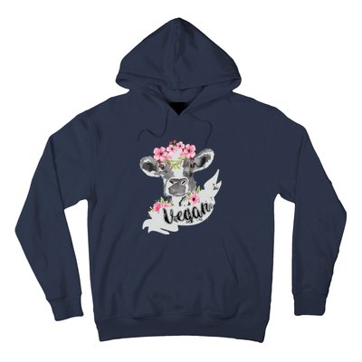 Vegan Funny Cow With Flower Headband Gift Hoodie