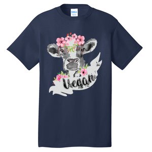 Vegan Funny Cow With Flower Headband Gift Tall T-Shirt