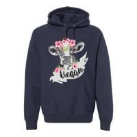 Vegan Funny Cow With Flower Headband Gift Premium Hoodie