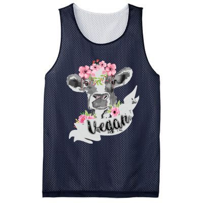 Vegan Funny Cow With Flower Headband Gift Mesh Reversible Basketball Jersey Tank