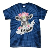 Vegan Funny Cow With Flower Headband Gift Tie-Dye T-Shirt