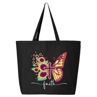 Vintage Faith Cross Sunflower Butterfly Christian 25L Jumbo Tote