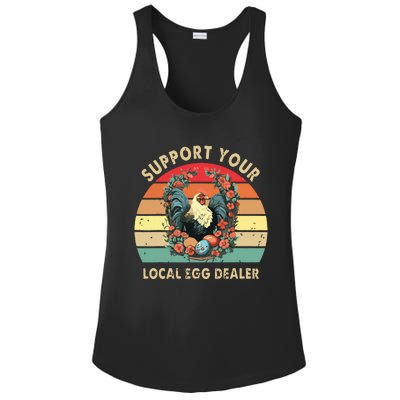 Vintage Farmer Chicken Lover Support Your Local Egg Dealer Ladies PosiCharge Competitor Racerback Tank