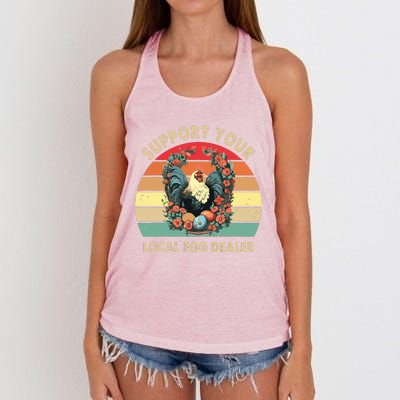 Vintage Farmer Chicken Lover Support Your Local Egg Dealer Women's Knotted Racerback Tank