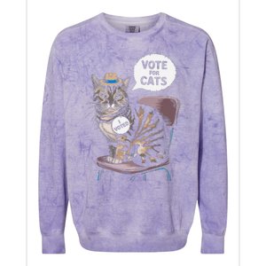 Vote For Cats Funny Cat Supporter In Elections Colorblast Crewneck Sweatshirt