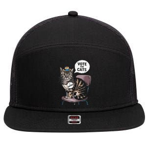 Vote For Cats Funny Cat Supporter In Elections 7 Panel Mesh Trucker Snapback Hat