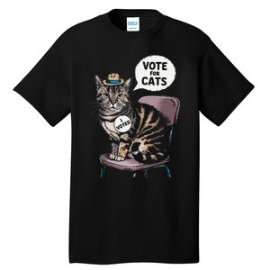 Vote For Cats Funny Cat Supporter In Elections Tall T-Shirt