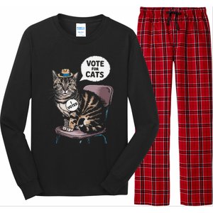 Vote For Cats Funny Cat Supporter In Elections Long Sleeve Pajama Set