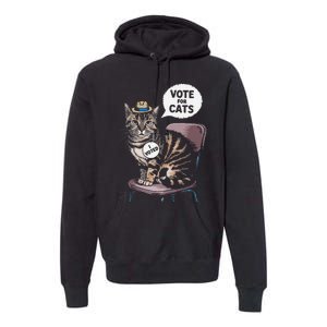 Vote For Cats Funny Cat Supporter In Elections Premium Hoodie