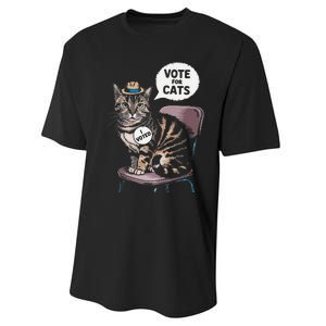 Vote For Cats Funny Cat Supporter In Elections Performance Sprint T-Shirt