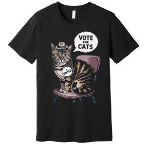 Vote For Cats Funny Cat Supporter In Elections Premium T-Shirt