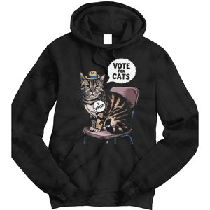 Vote For Cats Funny Cat Supporter In Elections Tie Dye Hoodie