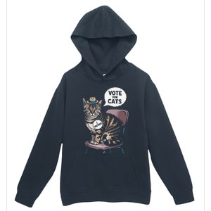 Vote For Cats Funny Cat Supporter In Elections Urban Pullover Hoodie