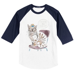 Vote For Cats Funny Cat Supporter In Elections Baseball Sleeve Shirt