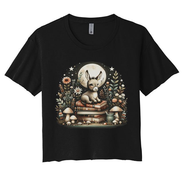 Vintage Floral Cottagecore Donkey Lover Crop Top