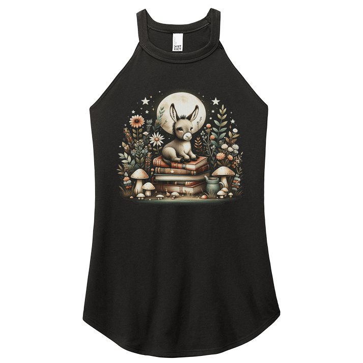 Vintage Floral Cottagecore Donkey Lover Women's Perfect Tri Rocker Tank