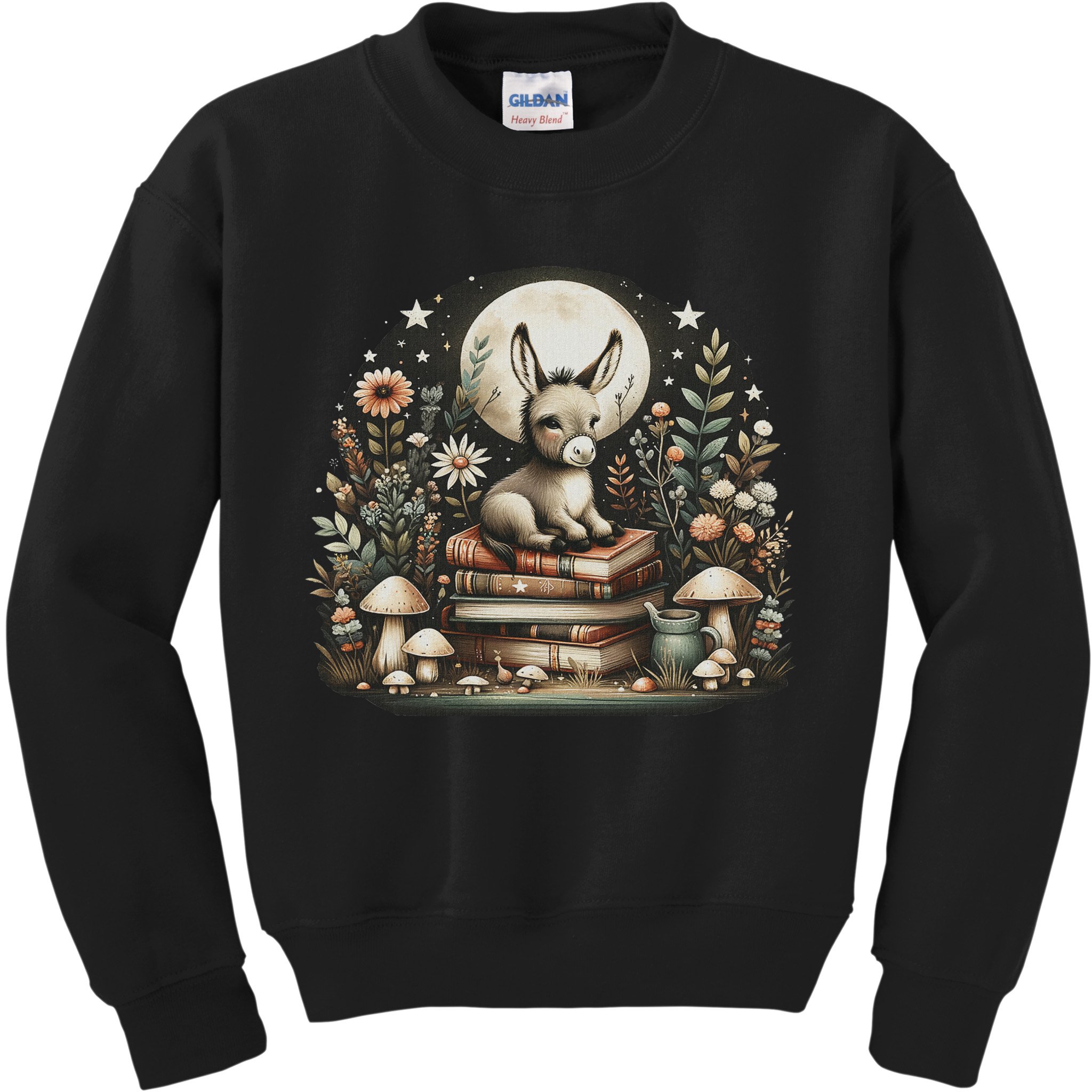 Vintage Floral Cottagecore Donkey Lover Kids Sweatshirt