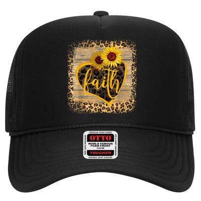 Vintage Faith Cross Sunflower Butterflies Flowers Christians High Crown Mesh Back Trucker Hat