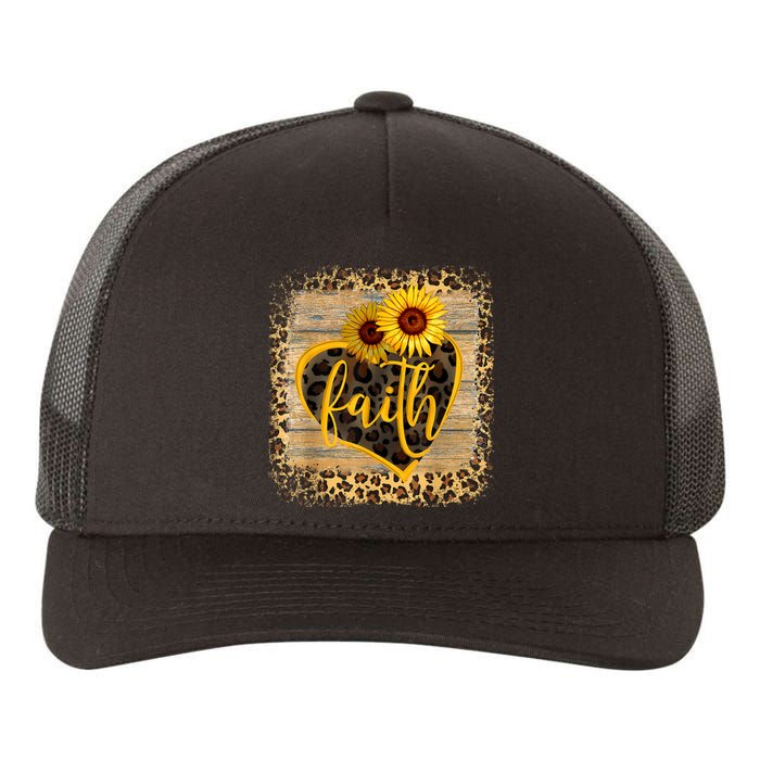 Vintage Faith Cross Sunflower Butterflies Flowers Christians Yupoong Adult 5-Panel Trucker Hat