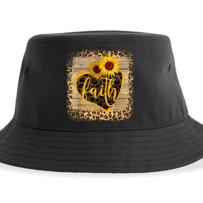 Vintage Faith Cross Sunflower Butterflies Flowers Christians Sustainable Bucket Hat