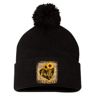 Vintage Faith Cross Sunflower Butterflies Flowers Christians Pom Pom 12in Knit Beanie