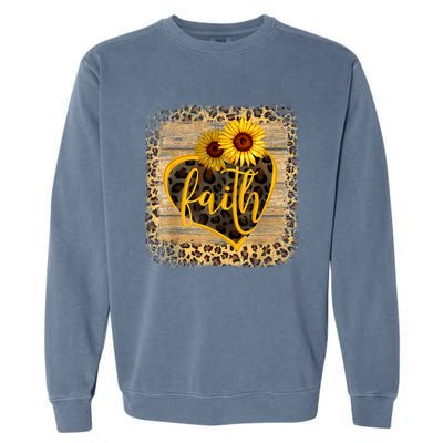 Vintage Faith Cross Sunflower Butterflies Flowers Christians Garment-Dyed Sweatshirt