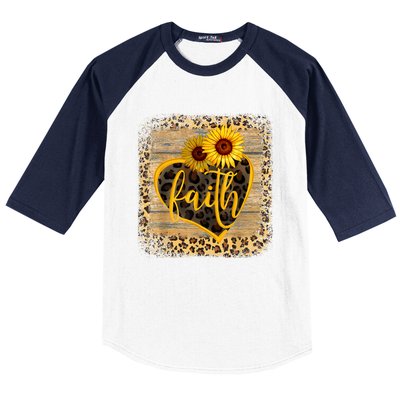 Vintage Faith Cross Sunflower Butterflies Flowers Christians Baseball Sleeve Shirt