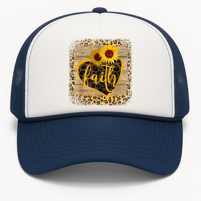 Vintage Faith Cross Sunflower Butterflies Flowers Christians Trucker Hat