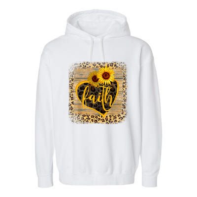 Vintage Faith Cross Sunflower Butterflies Flowers Christians Garment-Dyed Fleece Hoodie