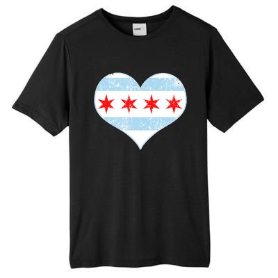 Vintage Faded Chicago Flag Heart Gift Tall Fusion ChromaSoft Performance T-Shirt