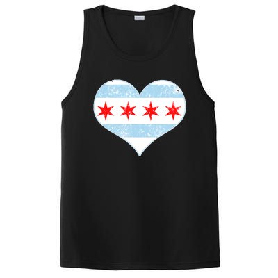 Vintage Faded Chicago Flag Heart Gift PosiCharge Competitor Tank