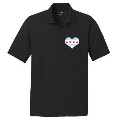 Vintage Faded Chicago Flag Heart Gift PosiCharge RacerMesh Polo