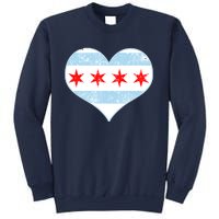 Vintage Faded Chicago Flag Heart Gift Sweatshirt